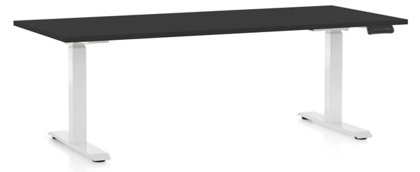 Výškovo nastaviteľný stôl OfficeTech C, 180 x 80 cm, biela podnož, čierna