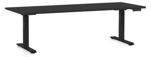 Výškovo nastaviteľný stôl OfficeTech C, 200 x 80 cm, čierna podnož, čierna