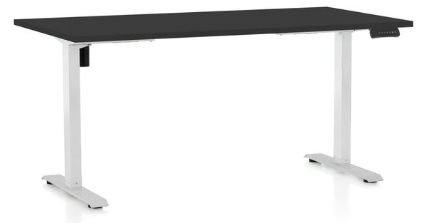 Výškovo nastaviteľný stôl OfficeTech B, 160 x 80 cm, biela podnož, čierna