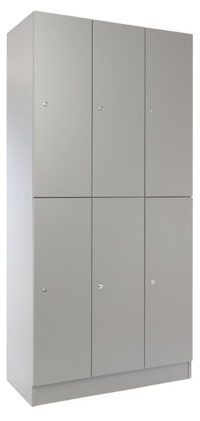 Drevená šatníková skrinka Visio LUX - 6 boxov, 90 x 45 x 185 cm, cylindrický zámok, sivá