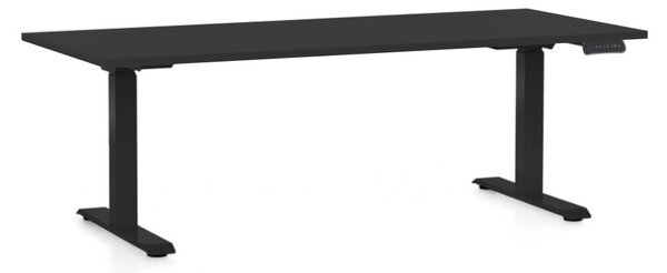 Výškovo nastaviteľný stôl OfficeTech C, 180 x 80 cm, čierna podnož, čierna