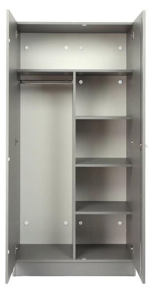 Drevená šatníková skriňa Visio LUX, 90 x 45 x 185 cm, cylindrický zámok, sivá