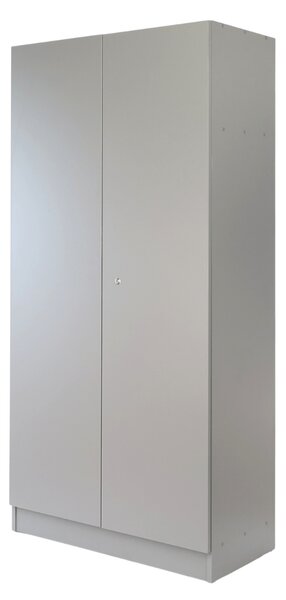 Drevená šatníková skriňa Visio LUX, 90 x 45 x 185 cm, cylindrický zámok, sivá