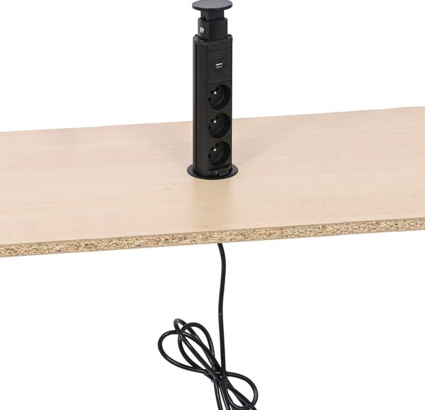 Výsuvná stolová zásuvka, 3× 230 V, USB-A, USB-C, čierna