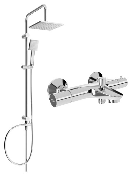 Mexen Tord vaňovo-sprchový set s dažďovou sprchou a vaňovou termostatickou batériou Nox, chrómová, 77350200-00