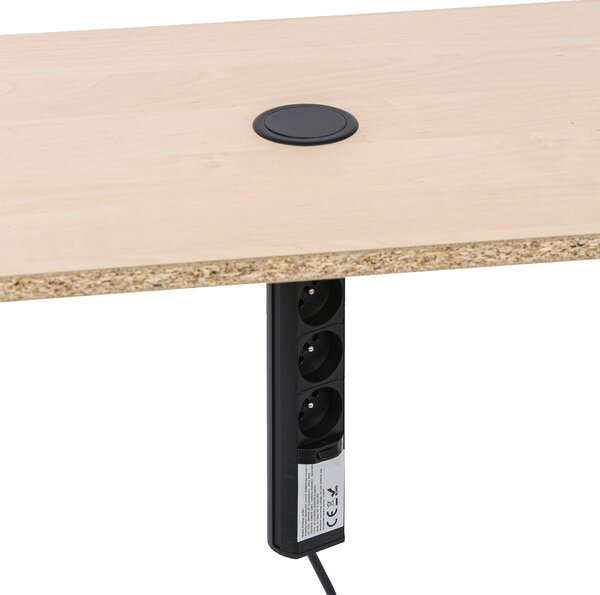 Výsuvná stolová zásuvka, 3× 230 V, USB-A, USB-C, čierna