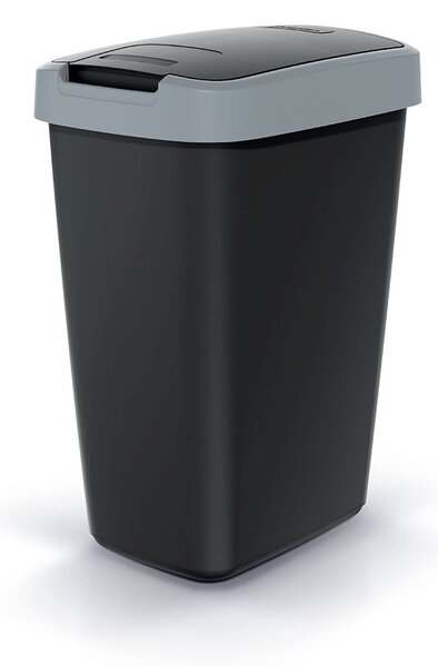 Odpadkový kôš s farebným vekom, 12 l, sivá / čierna