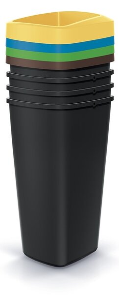 Set košov na triedený odpad, hranaté, 4 x 25 l, farebná