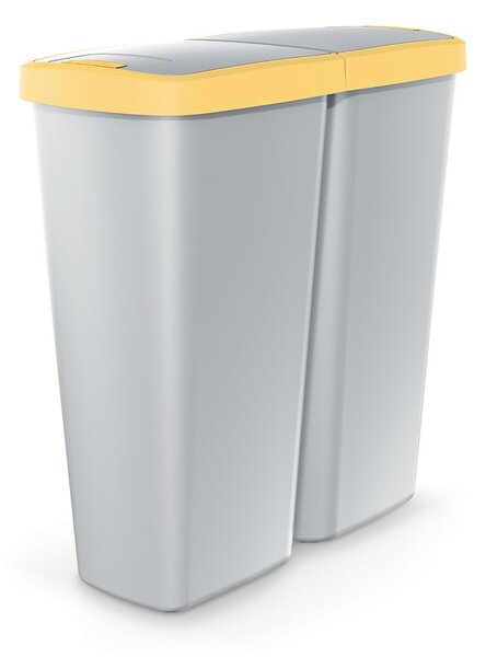 Odpadkový kôš DUO sivý, 50 l, žltá / sivá