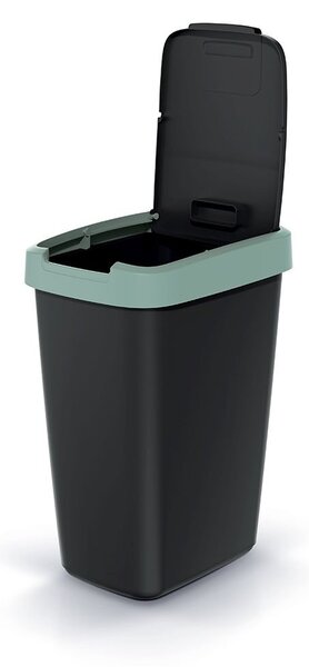 Odpadkový kôš s farebným vekom, 12 l, zelená / čierna