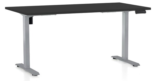 Výškovo nastaviteľný stôl OfficeTech B, 160 x 80 cm, sivá podnož, čierna