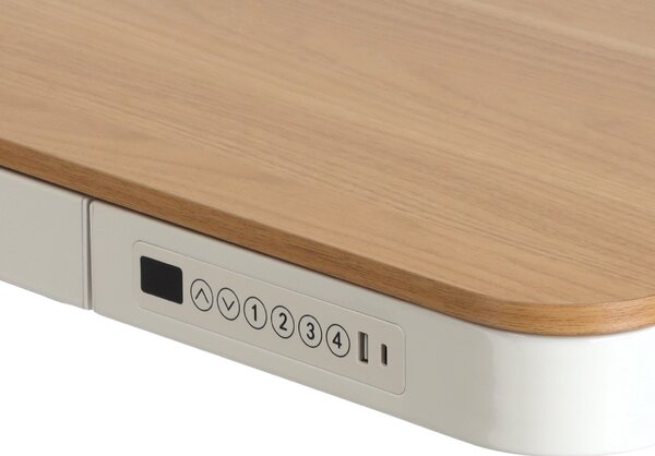 Výškovo nastaviteľný stôl OfficeTech 3, 120 x 60 cm, biela / dub