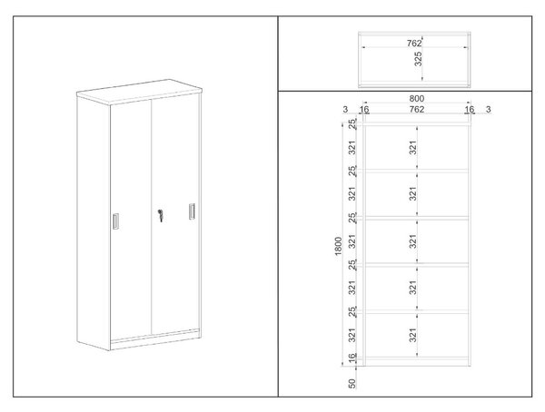 Vysoká skriňa SimpleOffice 80 x 40 x 180 cm, čerešňa