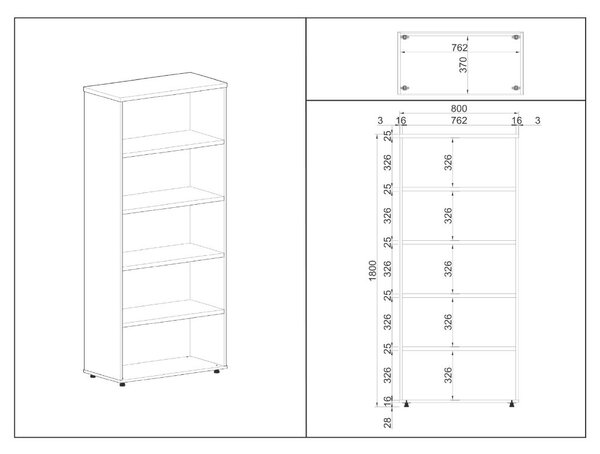 Vysoká skriňa SimpleOffice 80 x 40 x 180 cm, breza
