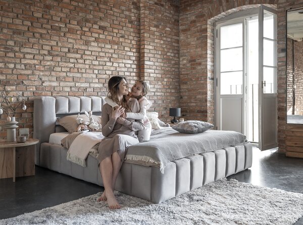 NovýNábytok.sk Manželská posteľ 140 cm Luxa (sivá) (s roštom, úl. priestorom a LED). Akcia -18%. Vlastná spoľahlivá doprava až k Vám domov. 1041558