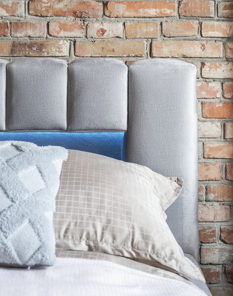 NovýNábytok.sk Manželská posteľ 140 cm Luxa (sivá) (s roštom, úl. priestorom a LED). Akcia -18%. Vlastná spoľahlivá doprava až k Vám domov. 1041558