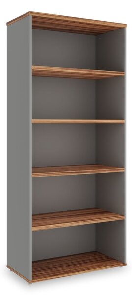 Vysoká skriňa SimpleOffice 80 x 40 x 180 cm, orech vlašský / sivá