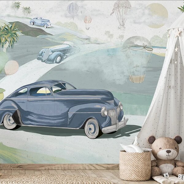 VLADILA Retro Cars (Blue) - tapeta