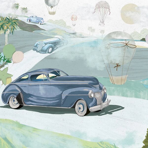 VLADILA Retro Cars (Blue) - tapeta