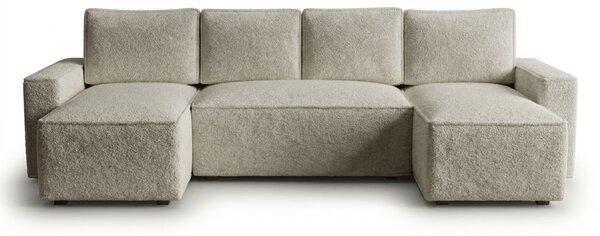 Rozkladacia sedacia súprava do U SMART BOUCLE 303x143 cm, sivobéžová