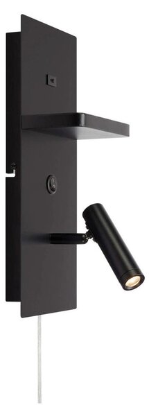 Markslöjd 109018 - LED nástenné svietidlo s poličkou a USB portom CARICA 4W/230V čierne