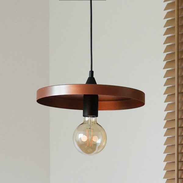 Duolla - Luster na lanku IRONLINE 1xE27/15W/230V pr. 30 cm medená/čierna