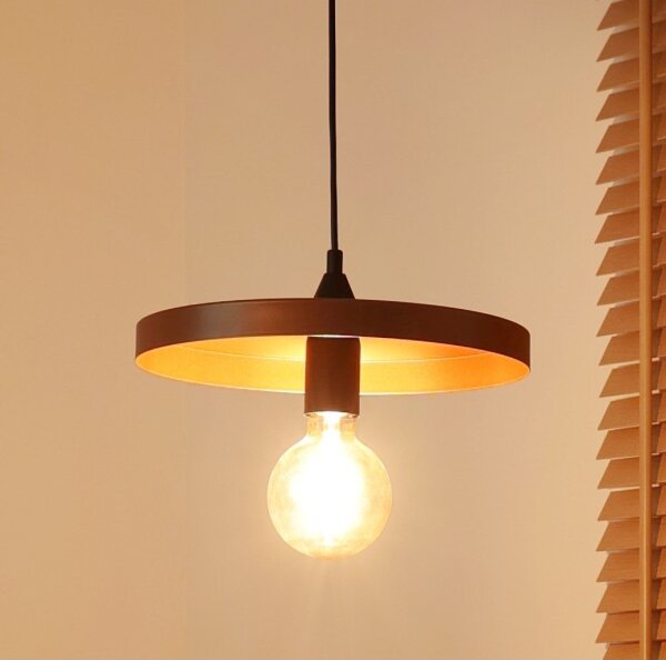 Duolla - Luster na lanku IRONLINE 1xE27/15W/230V pr. 30 cm medená/čierna