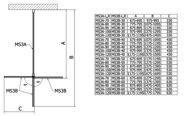 Polysan Polysan, MODULAR SHOWER stena na inštaláciu na múr, pre pripojenie otoč.panelu 1000 mm, MS3A-100