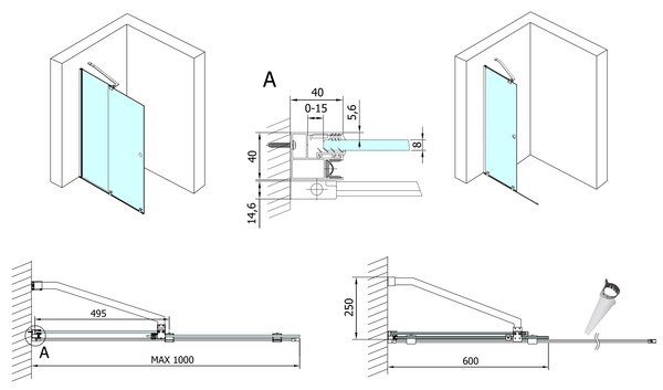 Polysan Polysan, MODULAR SHOWER zástena s pojazdy 1000 mm, čierna, MS5-100B