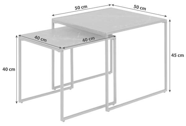 SADA ZASÚVACÍCH STOLÍKOV, čierna, kov, kompozitné drevo, 50/50/45 cm MID.YOU - Stolíky do obývačky