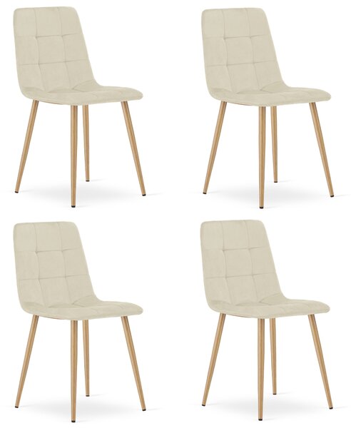 Jedálenská zostava Stôl 120x80, dub sonoma + biely Stolička TURIN - svetlobéžový zamat/ nohy farba dreva x 4