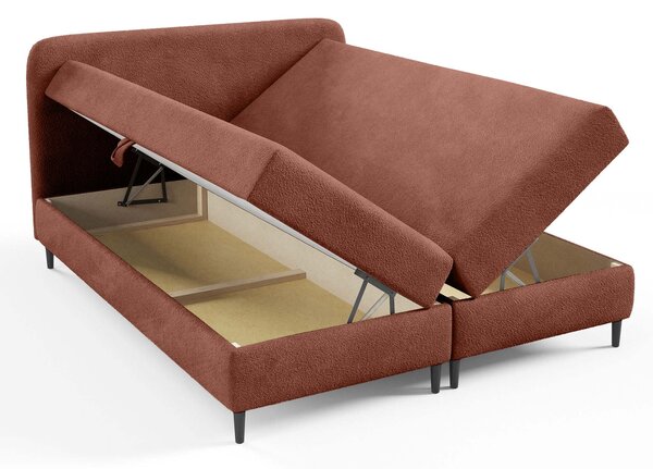 Čalúnená boxspring posteľ s úložným priestorom Fubu 180x200 - tehlová