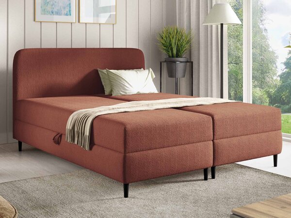 Čalúnená boxspring posteľ s úložným priestorom Fubu 180x200 - tehlová