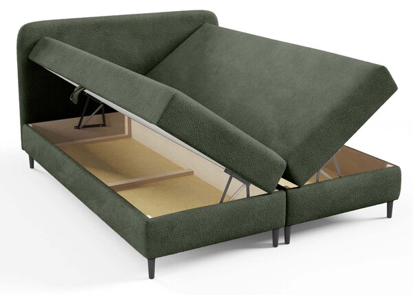 Čalúnená boxspring posteľ s úložným priestorom Fubu 120x200 - olivová