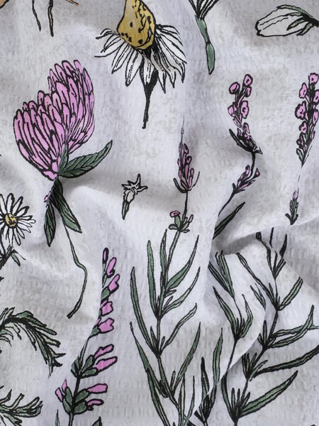 Krepová obliečka na vankúš Renforcé 40 x 60 cm - Herbár sivá