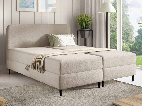 Čalúnená boxspring posteľ s úložným priestorom Fubu 120x200 - béžová