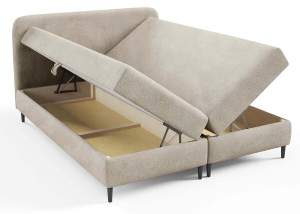 Čalúnená boxspring posteľ s úložným priestorom Fubu 120x200 - béžová