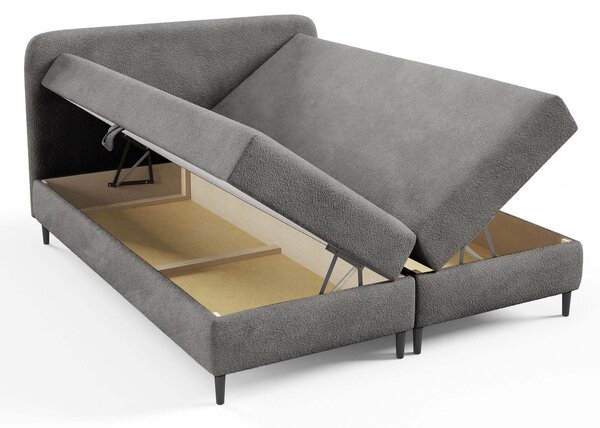 Čalúnená boxspring posteľ s úložným priestorom Fubu 120x200 - tmavosivá