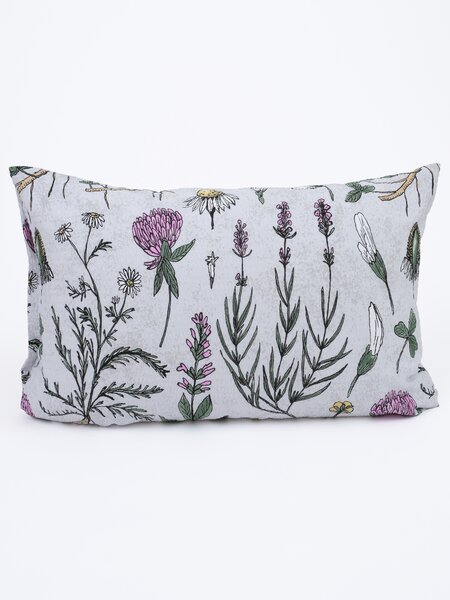 Krepová obliečka na vankúš Renforcé 40 x 60 cm - Herbár sivá