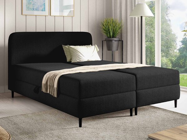 Čalúnená boxspring posteľ s úložným priestorom Fubu 120x200 - čierna