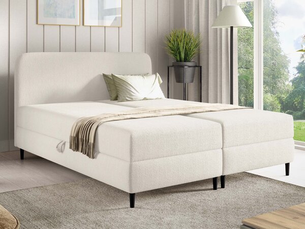 Čalúnená boxspring posteľ s úložným priestorom Fubu 140x200 - smotanová