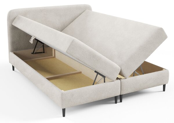 Čalúnená boxspring posteľ s úložným priestorom Fubu 140x200 - smotanová
