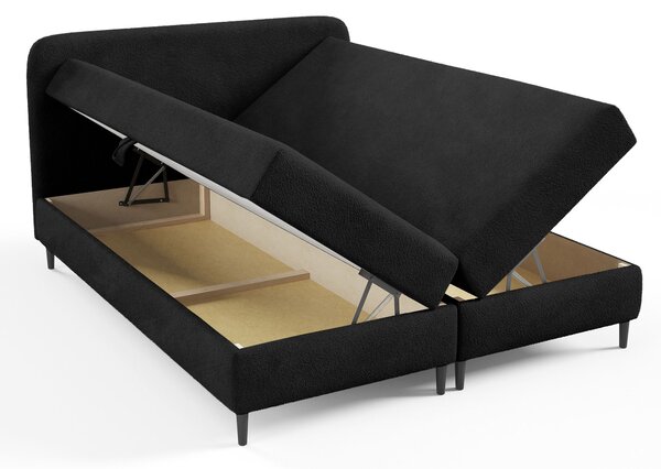 Čalúnená boxspring posteľ s úložným priestorom Fubu 120x200 - čierna