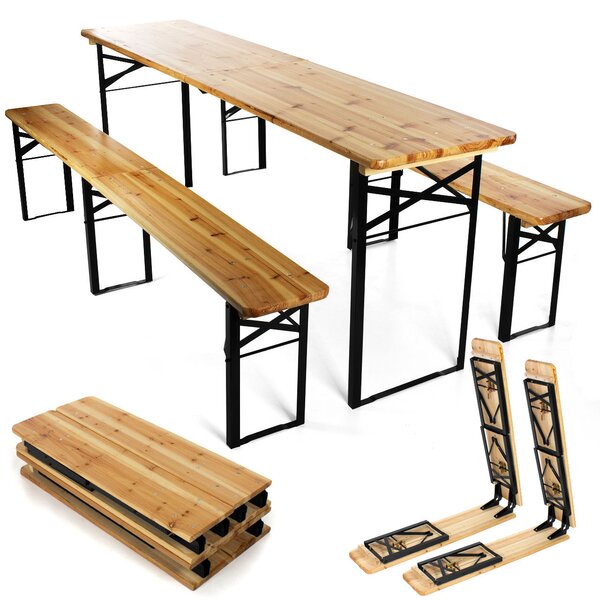 Skladacia drevená pivná súprava BestBerg BBBS-64 / 217 x 48 x 75 cm