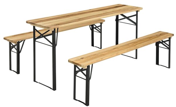 Skladacia drevená pivná súprava BestBerg BBBS-64 / 217 x 48 x 75 cm