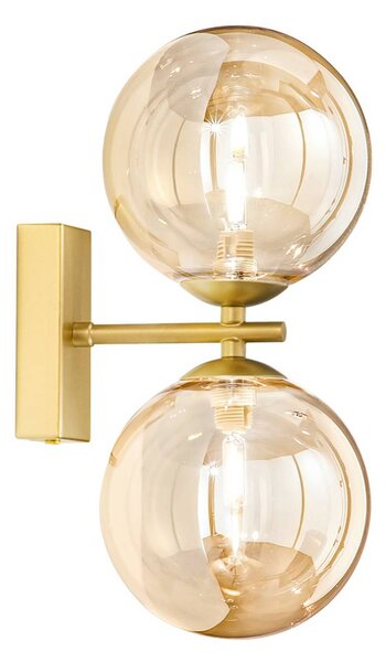 Luce Ambiente Design Nástenné svetlo HONEY, výška 34 cm, farba mosadz/krémová, 2-pl., Mosadz / zlato, Obývacia izba / jedáleň, kov, Nástenné svietidlo