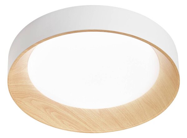 Luce Ambiente Design stropné LED svetlo Arka, Ø 50 cm, biela/drevený vzhľad, kov,, Biela / opálová, Obývacia izba / jedáleň, kov, Moderný, Závesné svietidlo