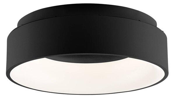 Stropné LED svetlo Noah, čierne, Ø 45 cm, kov,, Čierna, Obývacia izba / jedáleň, Hliník, Moderný, Závesné svietidlo