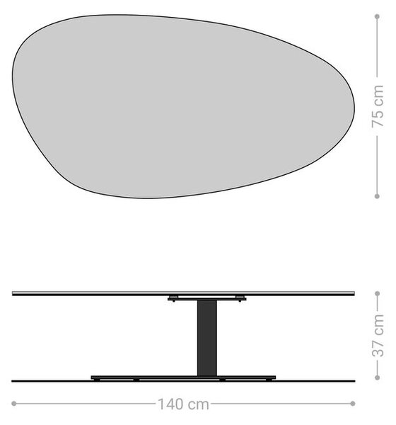 DELIFE Konferenčný stolík Edge oválny 140x75 cm keramika Laminam® Noir Desir hnedý Vibany kov čierny