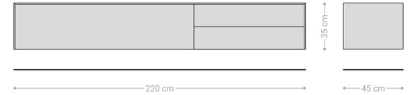 DELIFE TV stolík Cuor 220 cm keramika emperador extra leštený tmavohnedá 1 výklopné dvierka 2 zásuvky závesné